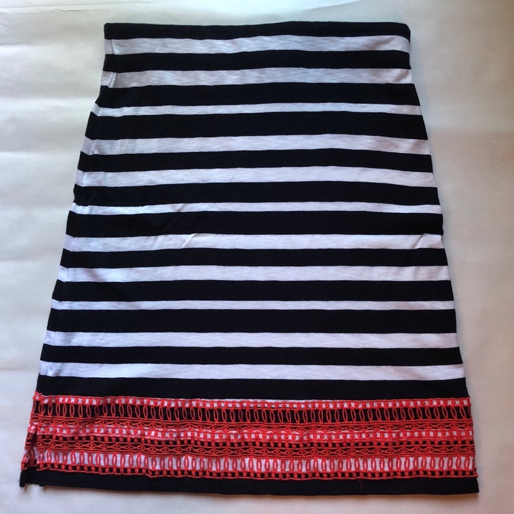 Talbot’s black and white striped skirt